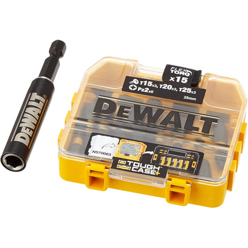 Impuls socket sæt DeWalt DT70522T-QZ; 25 mm; 15 stk. + Magnetisk holder