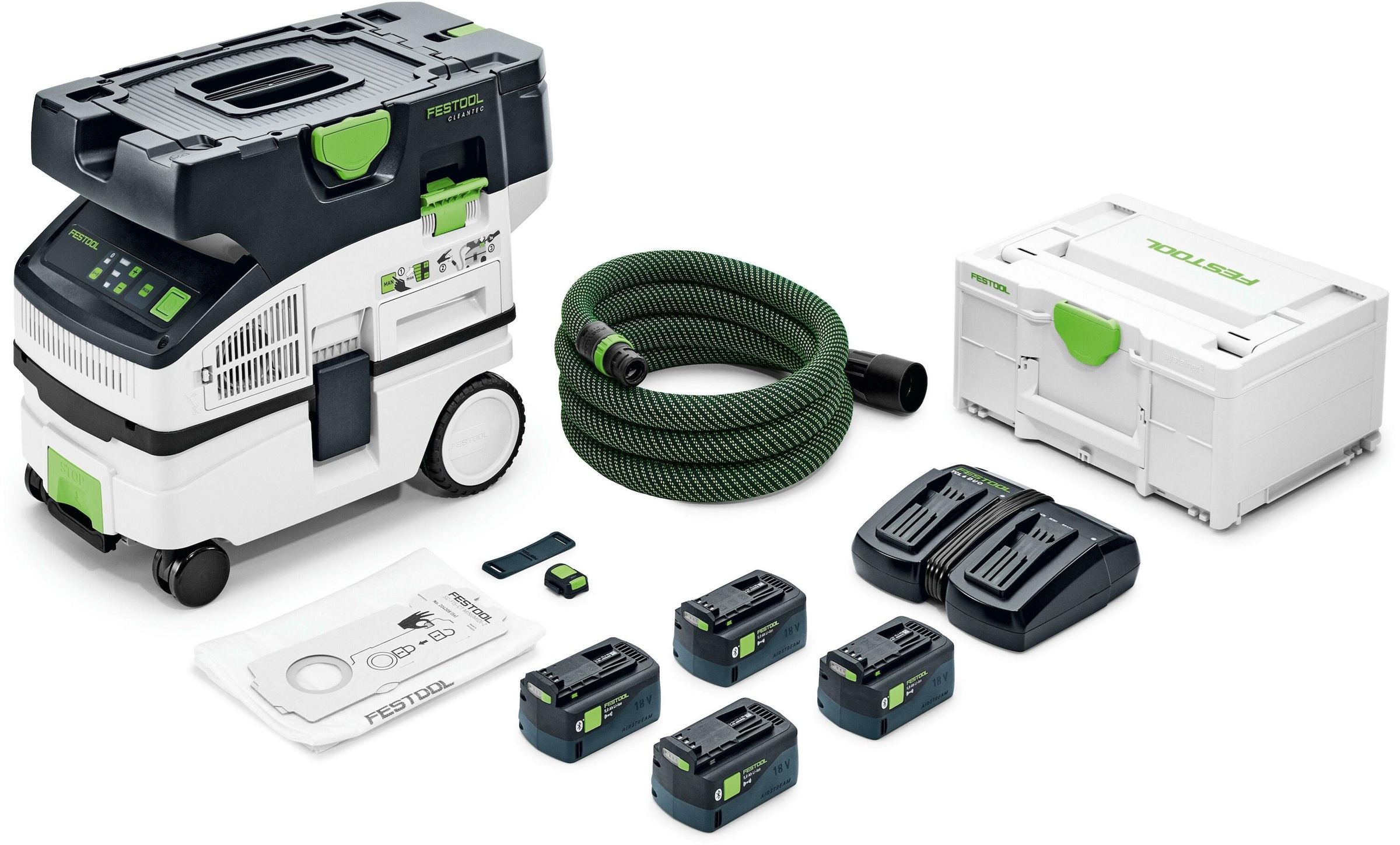 Trådløs støvsuger Festool CLEANTEC CTLC MINI I-Plus; 18 V; 4x5,0 Ah batt.