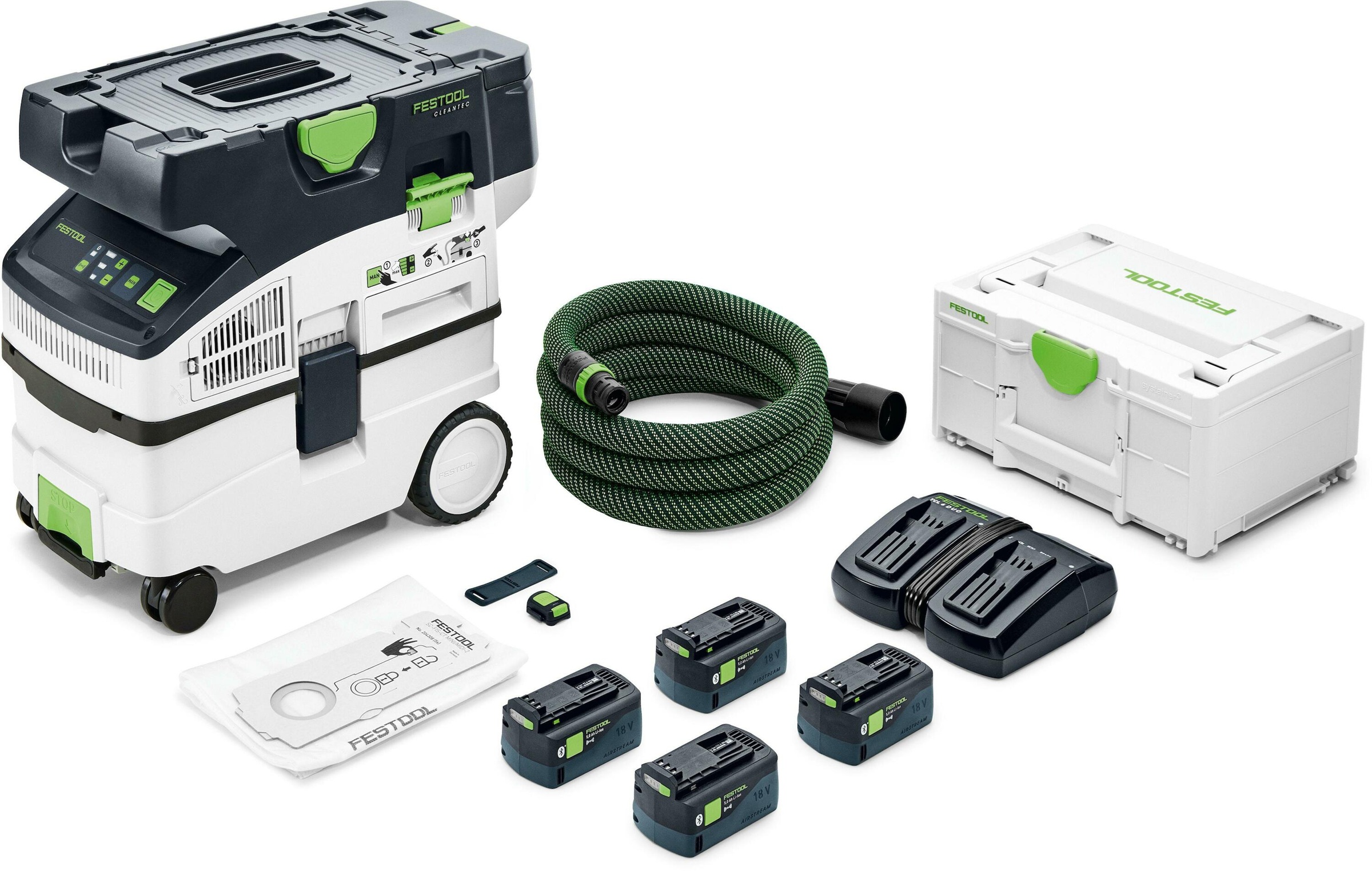 Trådløs støvsuger Festool CLEANTEC CTLC MIDI I-Plus; 18 V; 4x5,0 A batt.