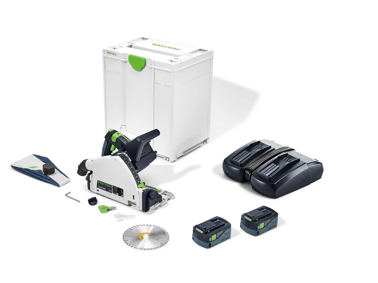 Batteridrevet rundsav Festool TSC 55 5,0 KEBI-Plus/XL;  18 V; 2x5,0 Ah batt.