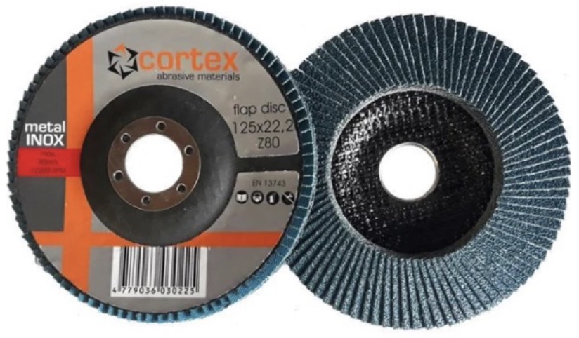 Fanformet slibeskive Cortex 14012; 125x22,2 mm; P80
