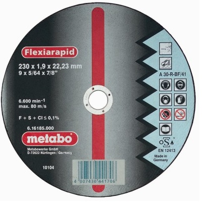Skæreskive Metabo; 230x1,9 mm for metall