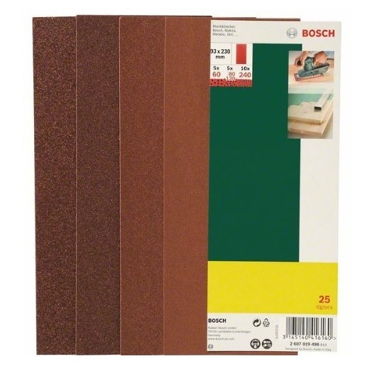 Sandpapir til kredsløbssander 93x230 mm; K60-K240; 25 stk.