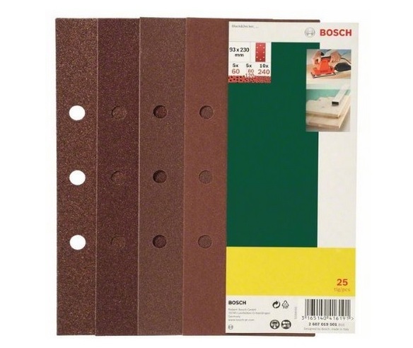 Sandpapir til kredsløbssander B&D; 93x230 mm; K60-K240; 25 stk.
