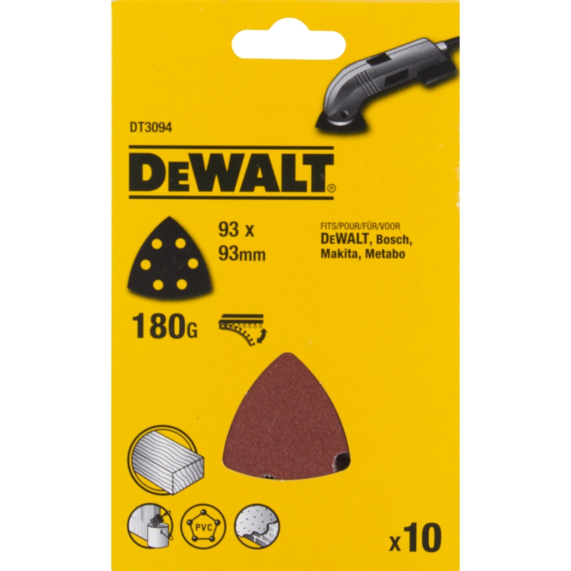 Sandpapir til deltasliber 93x93 mm; P180; 10 stk.