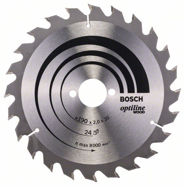 Rundsavsklinge til træ Bosch OPTILINE WOOD; 190x2x30,0 mm; Z24; 15°