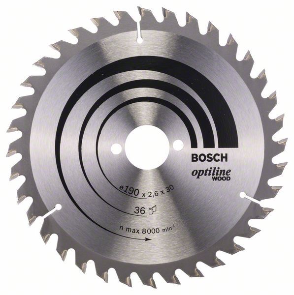 Rundsavsklinge til træ Bosch OPTILINE WOOD; 190x2,6x30,0 mm; Z36; 15°