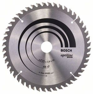 Rundsavsklinge til træ Bosch OPTILINE WOOD; 235x2,8x30,0 mm; Z48; 15°