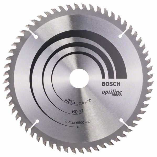 Rundsavsklinge til træ Bosch OPTILINE WOOD; 235x2,8x30,0 mm; Z60; 15°