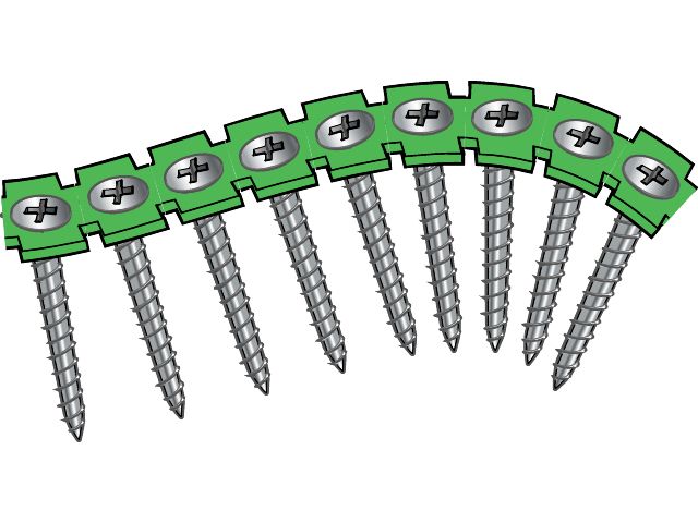 Skruer i bånd til træspåner, blankt zinkbelagte, til træprofiler Essve 542355; 4,2x55 mm; 1000 stk.