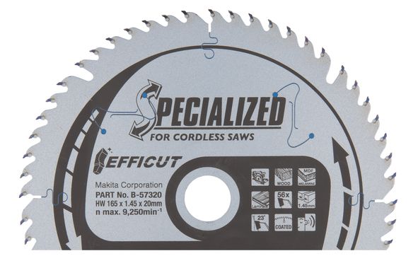Rundsavsklinge til træ Makita EFFICUT; 165x1,45x20,0 mm; Z56; 23°