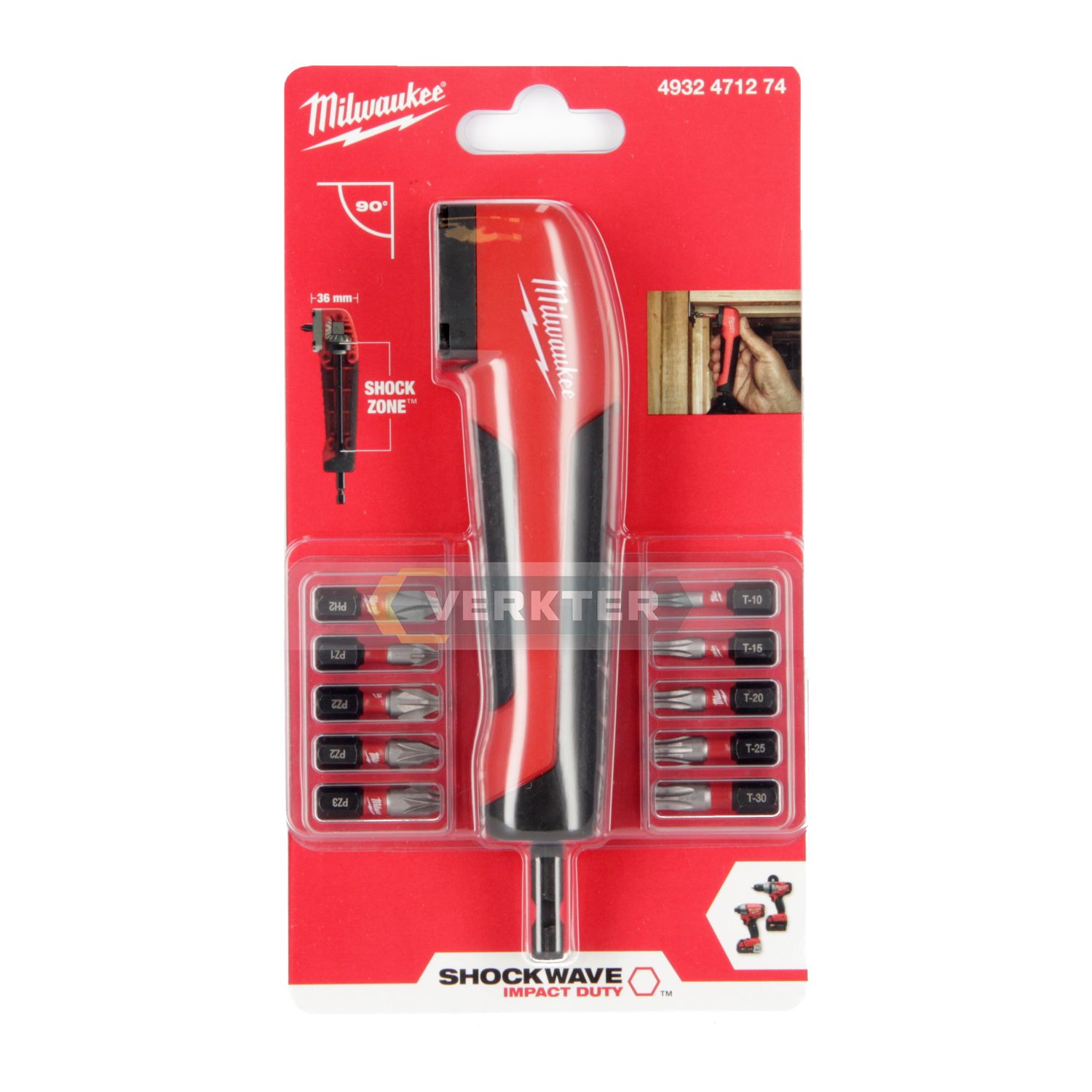 Højre vinkel boretilslutning Milwaukee 4932471274 + dyser