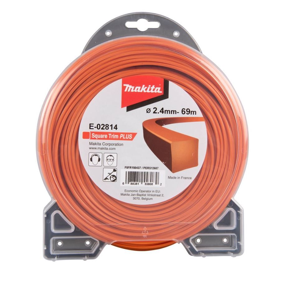 Trimmertråd Makita; 2,4 mm/69 m; firkant