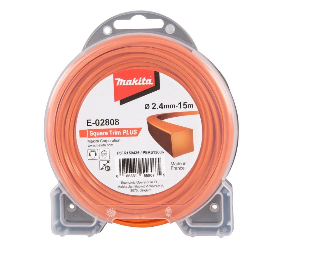 Trimmertråd Makita; 2,4 mm/15 m; firkant