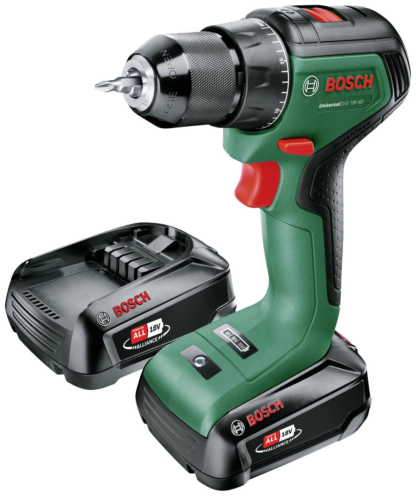 Skruemaskine Bosch UniversalDrill 18V-60; 18 V; 2x2,0 Ah batt.