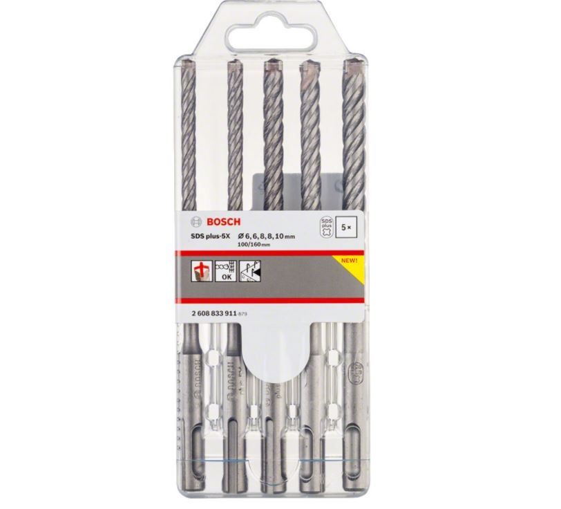 Borsæt Bosch SDS plus-5X; 6-10 mm; 5 stk.