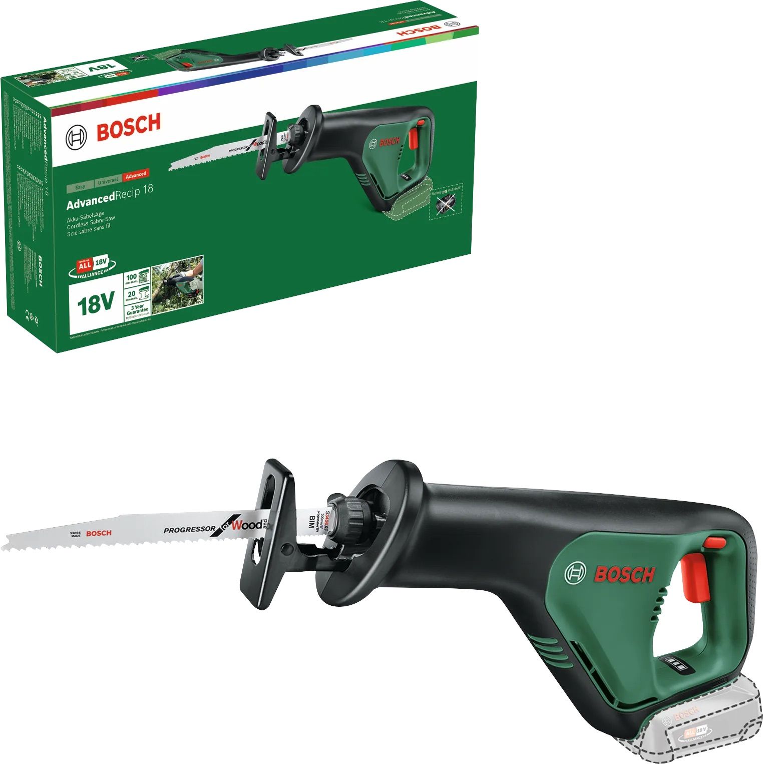 Batteridrevet bajonetsav Bosch Advanced Grind 18; 18 V (uden batteri og oplader)