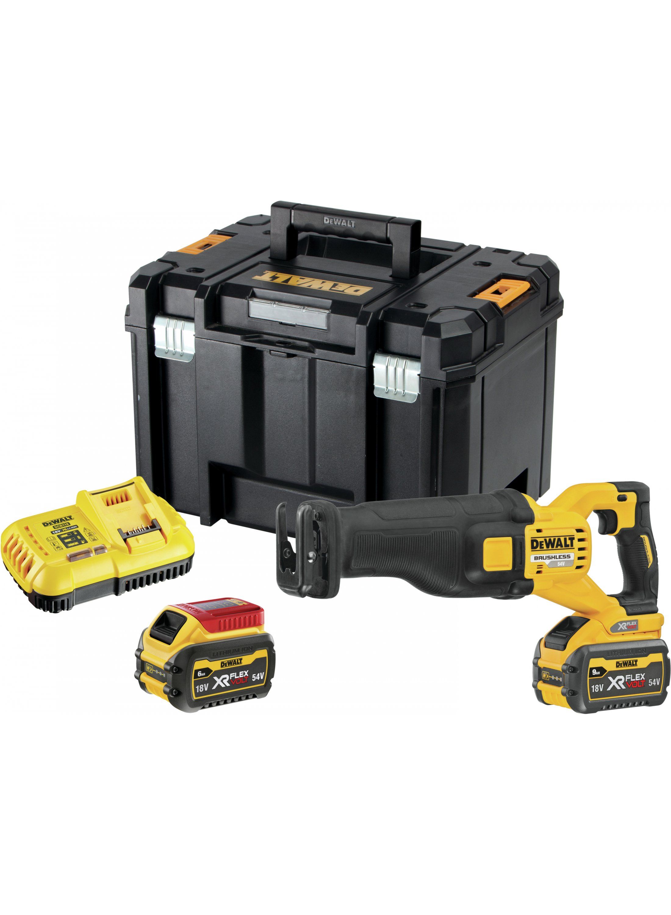Batteridrevet bajonetsav DeWalt DCS389X2-QW; 54 V; 2x9,0 Ah batt.