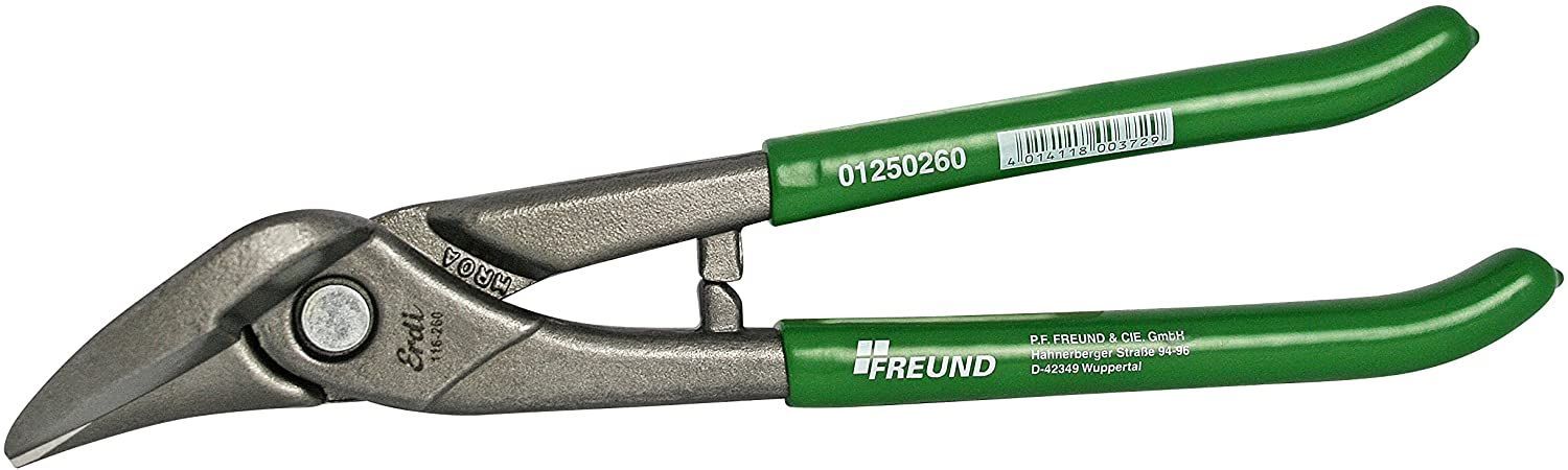 Tin klipper med buede blade Freund; 260 mm; højrehåndet