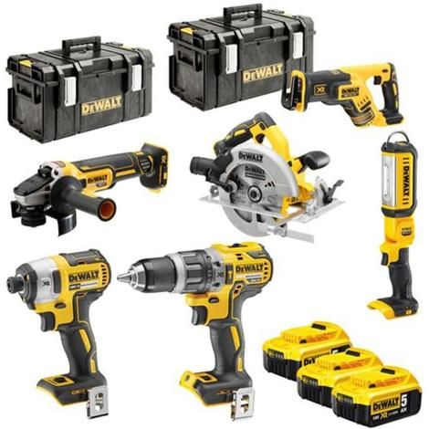 Værktøjssæt DeWalt DCK623P3-QW (DCG405 + DCS367 + DCS570 + DCF887 + DCD796 + DCL050); 18 V; 3x5,0 Ah batt.