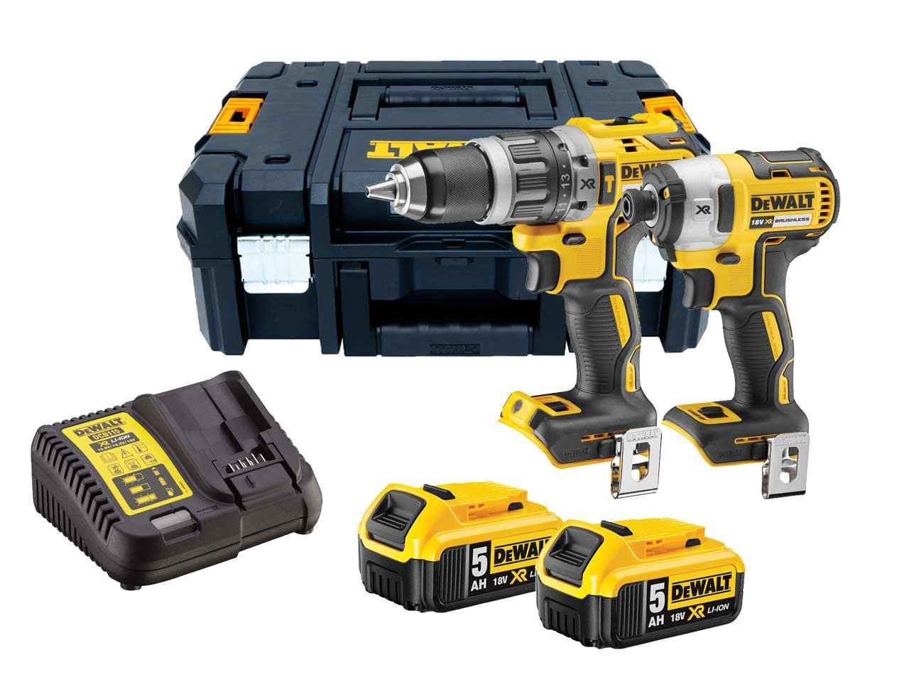 Værktøjssæt DeWalt DCK266P2T-QW (DCD796 + DCF887); 18 V; 2x5,0 Ah batt.