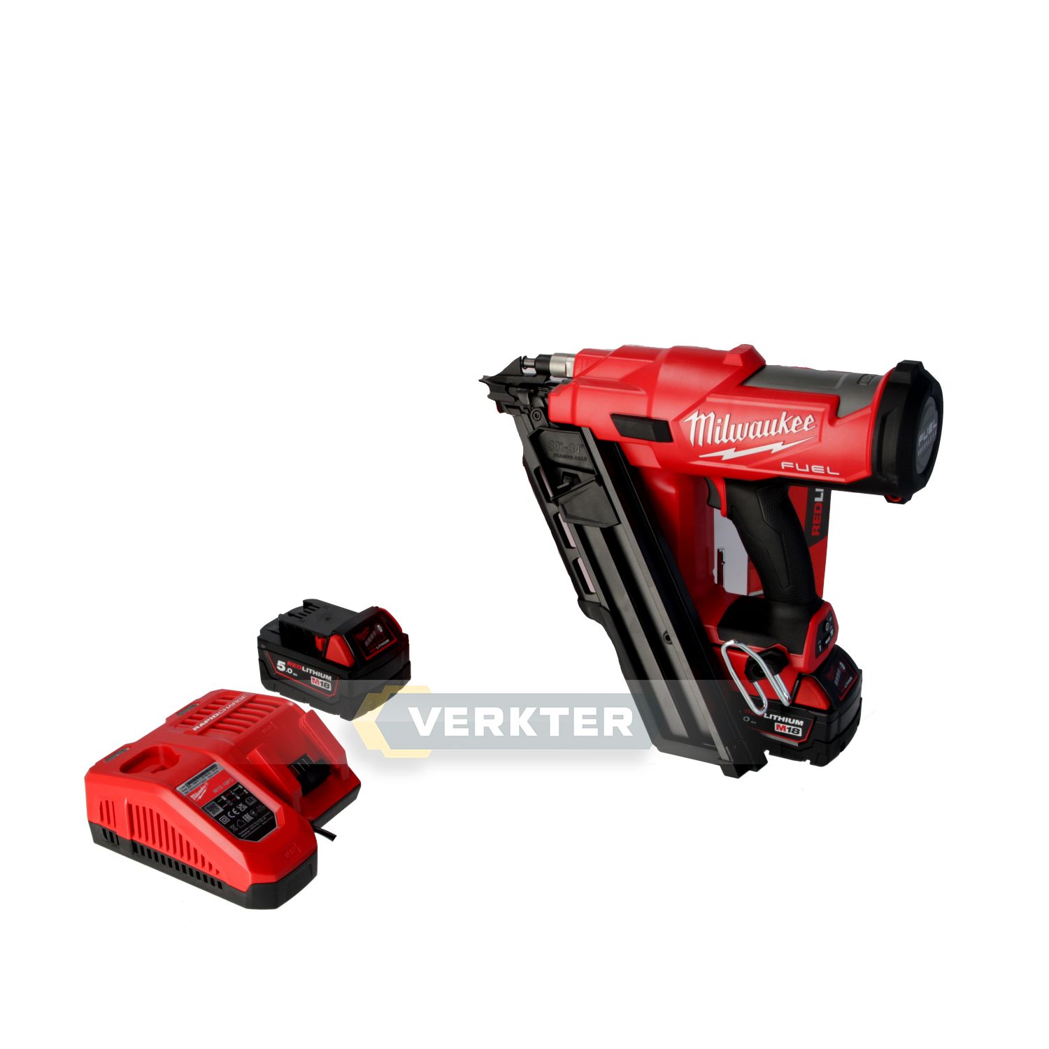 Beslagpistol Milwaukee M18FFN-502C; 18 V; 2x5,0 Ah batt.