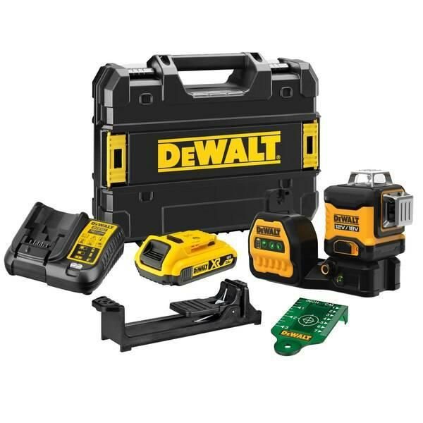 Selvnivellerende krydslinjelaser DeWalt XR DCE089D1G18; 18 V; 1x2,0 Ah batt.