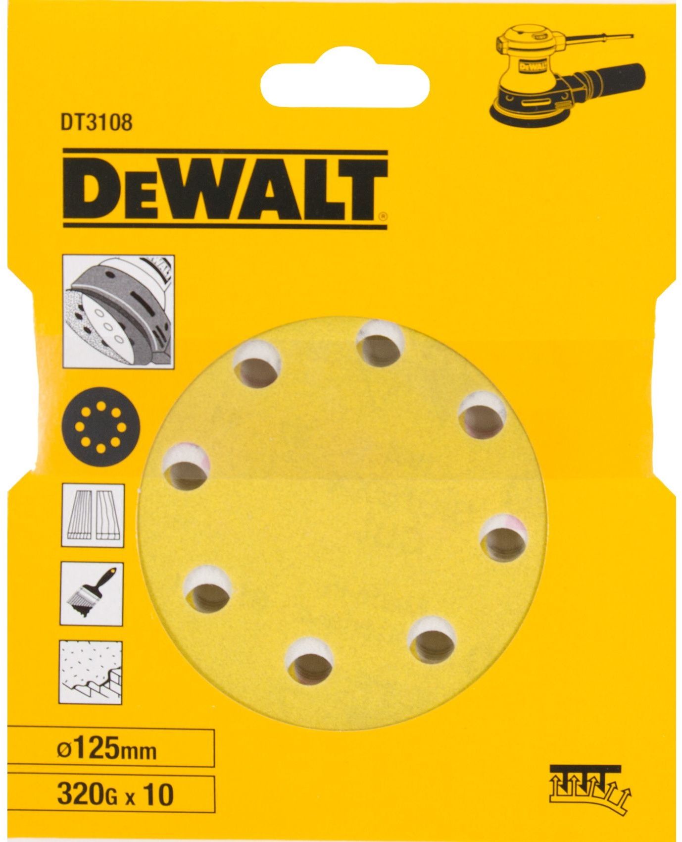 Sandpapir til træ DeWalt DT3108-QZ; K320; 125 mm; P320; 10 stk.