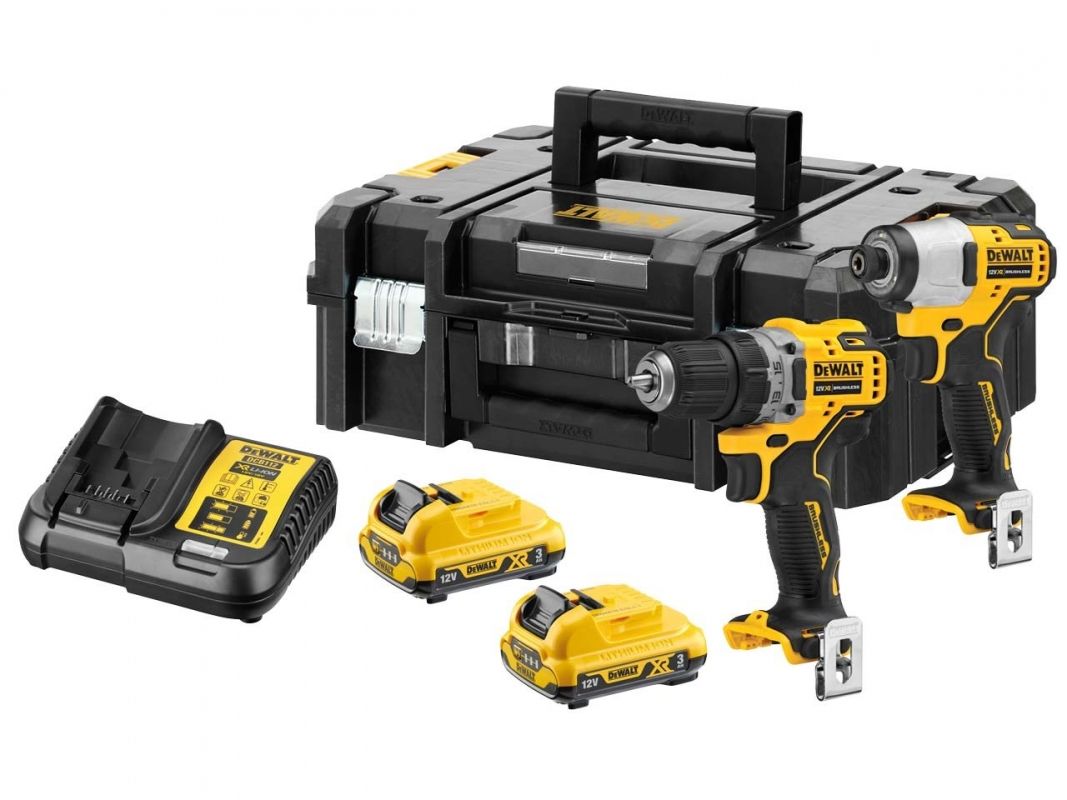 Værktøjssæt DeWalt DCK2110L2T-QW (DCD701 + DCF801); 12 V; 2x3,0 Ah batt.