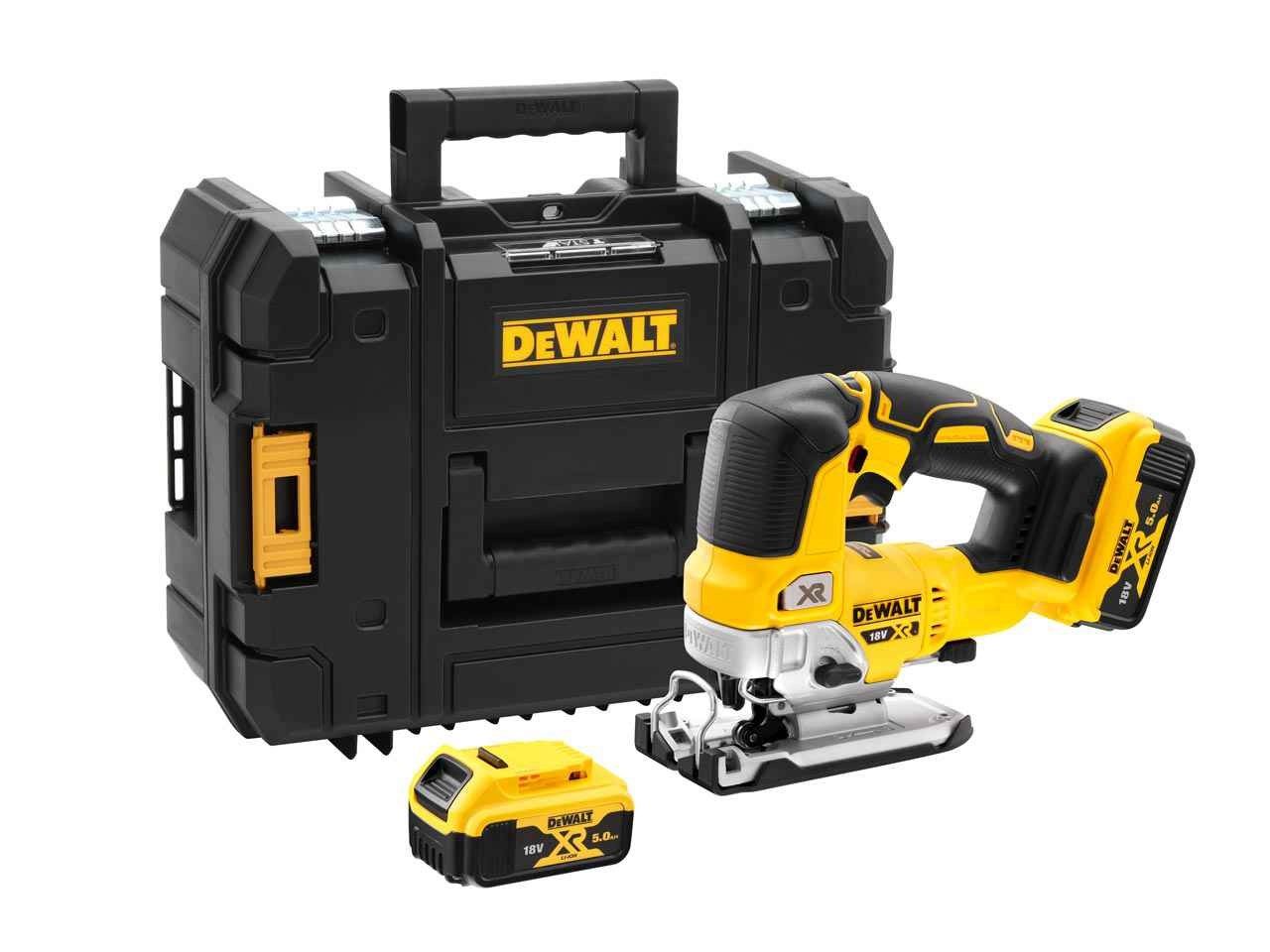 Akku stiksav DeWalt DCS334P2-QW; 18 V; 2x5,0 Ah batt.