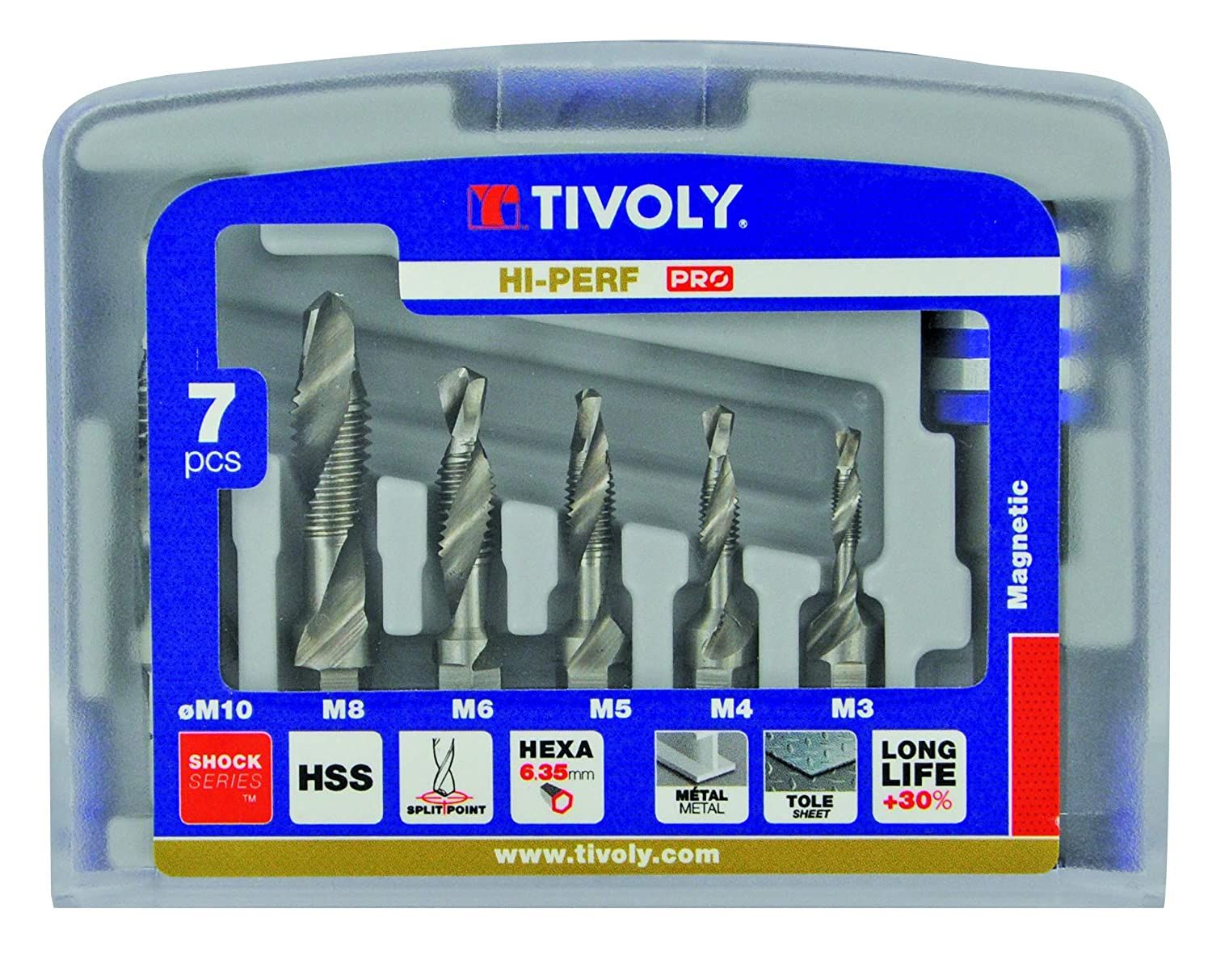 Gevindtappe Tivoly Hi-Perf Pro FTH; 1/4''; 6 stk. + Magnetisk holder