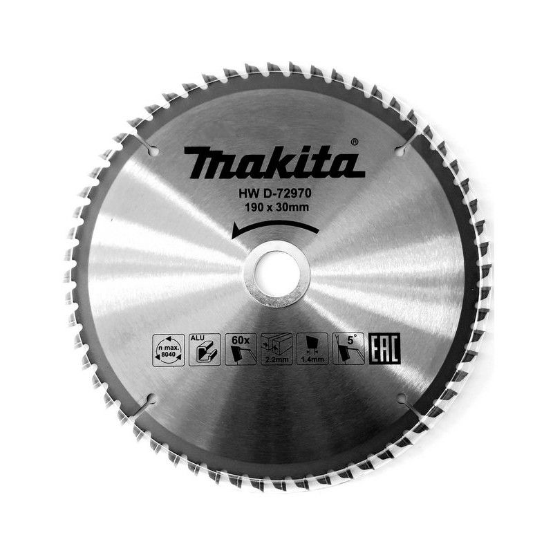 Rundsavsklinge til aluminium Makita; 190x2,2x30,0 mm; Z60; 5°