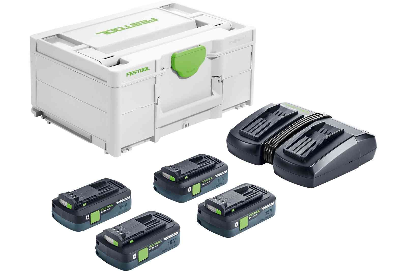 Tilbehørssæt Festool SYS 18V 4x4,0/TCL 6 DUO; 18 V; 4x4,0 Ah batt.