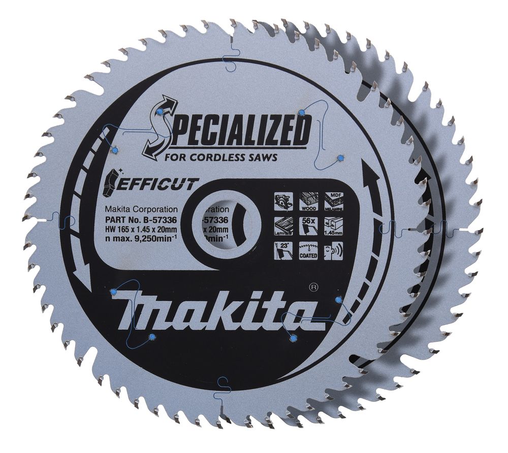 Rundsavklinge Makita B-57336-2; 165x1,45x20 mm; Z56; 23°; 2 stk.