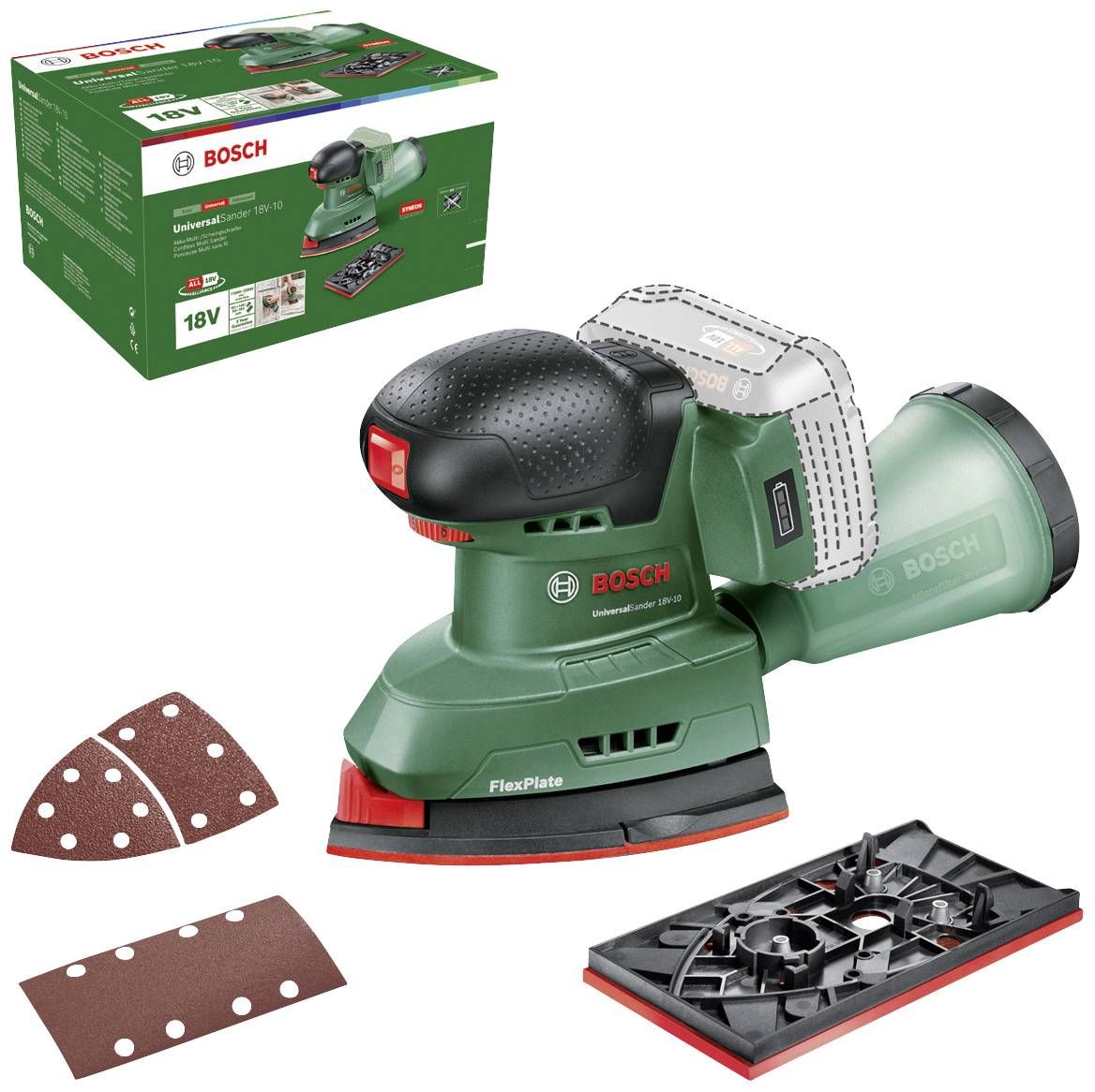 Multisliber Bosch UniversalSander 18V-10; 18 V (uden batteri og oplader)