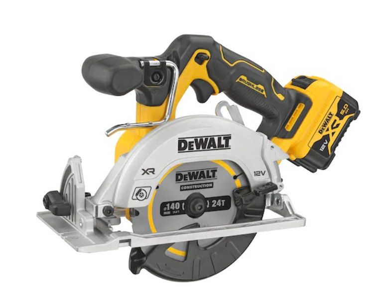 Batteridrevet rundsav DeWalt DCS512P2-QW; 12 V; 2x5,0 Ah batt.
