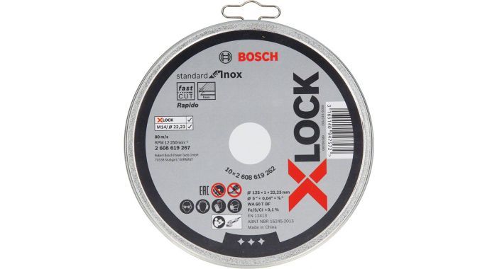 Skæreskive Bosch X-LOCK Standard for Inox; 125x1x22,23 mm; 10 stk.