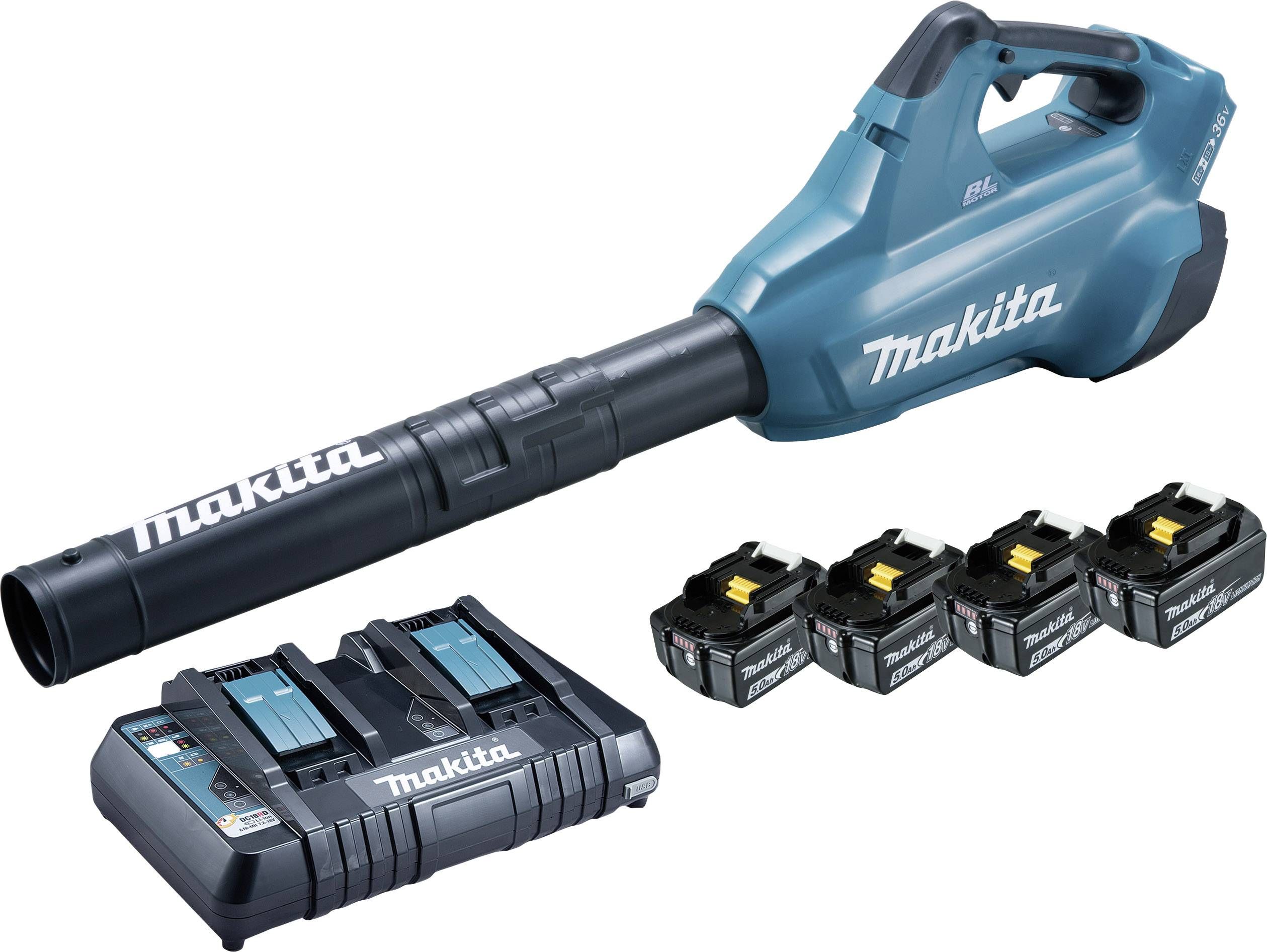 Akku løvblæser Makita DUB362PT4; 2x18 V; 4x5,0 Ah batt.