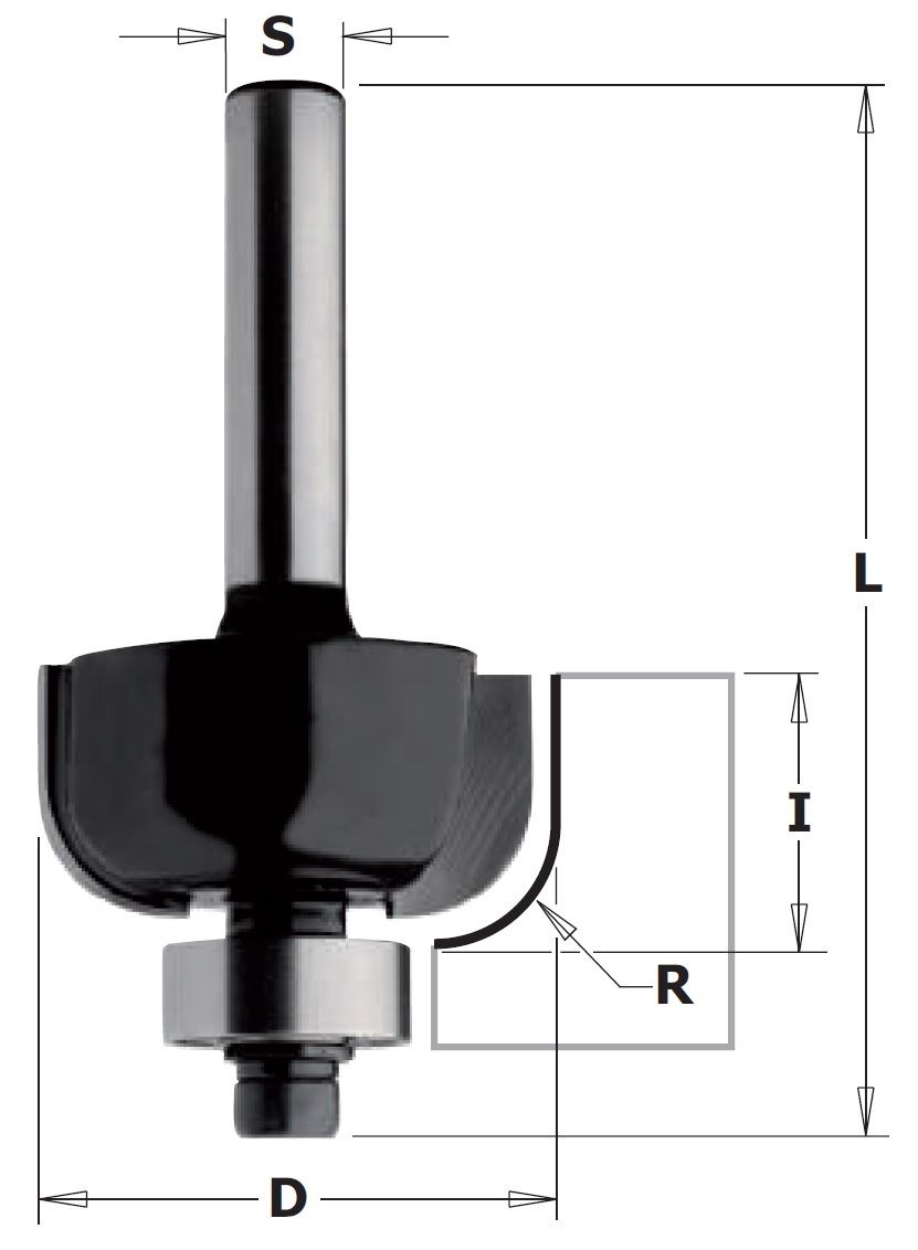 Kant- og hjørnefræser CMT K937-380, D-38,1 mm; med kulelager