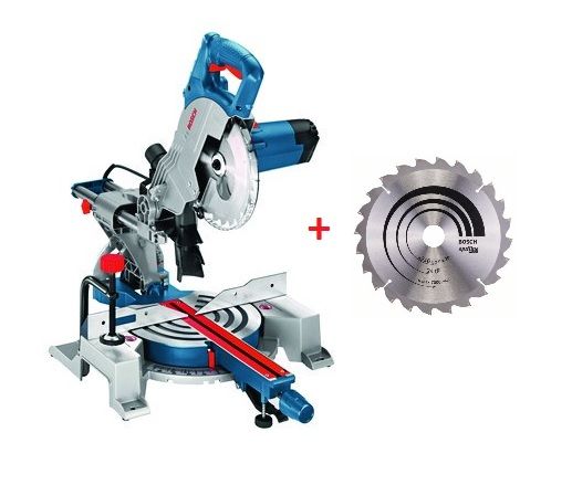 Kap- og geringssav Bosch GCM 80 SJ + Ekstra skive Bosch Optiline Wood