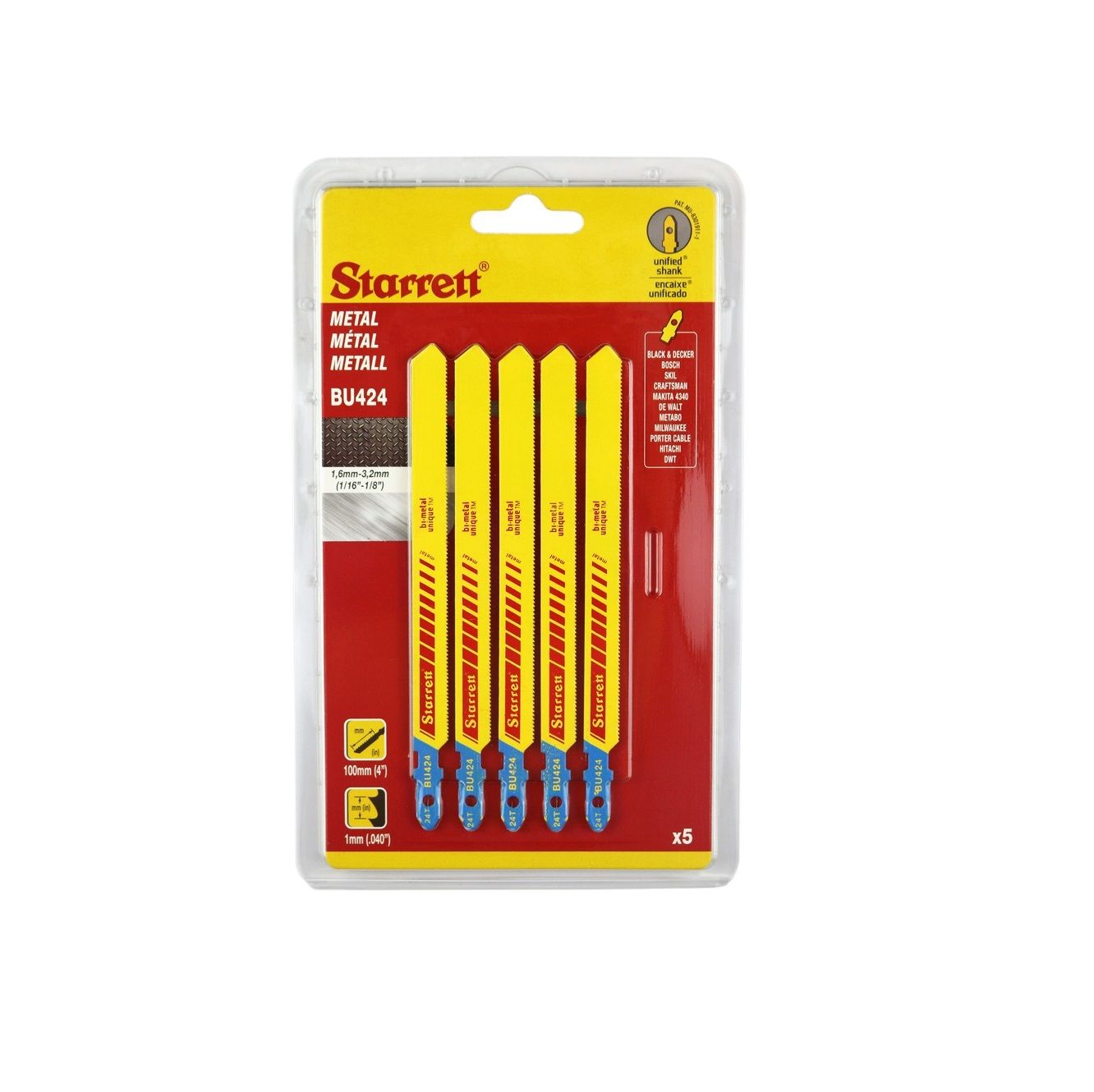 Stiksavsklinger Starrett BU424; 5 stk.