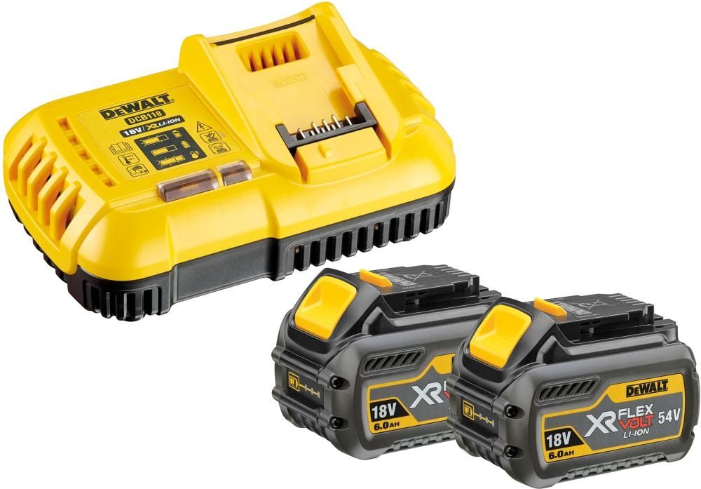 Tilbehørssæt DeWalt DCB118T2; 18/54 V; 2x6,0 Ah + lader DCB118