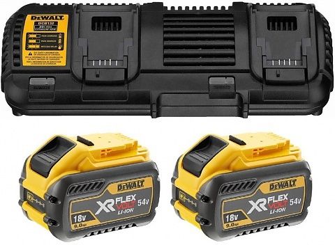 Tilbehørssæt DeWalt FlexVolt; 18 V; 2x9,0 Ah batteri. + lader DCB132