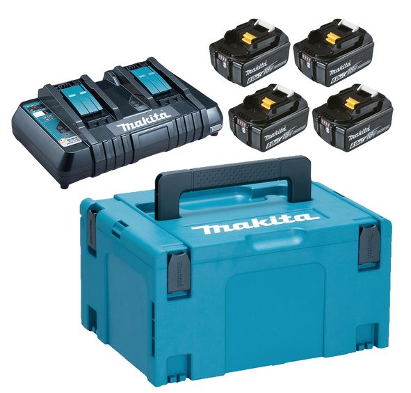 Tilbehørssæt Makita Powerpack; 18V; 4x6,0 Ah + DC18RD