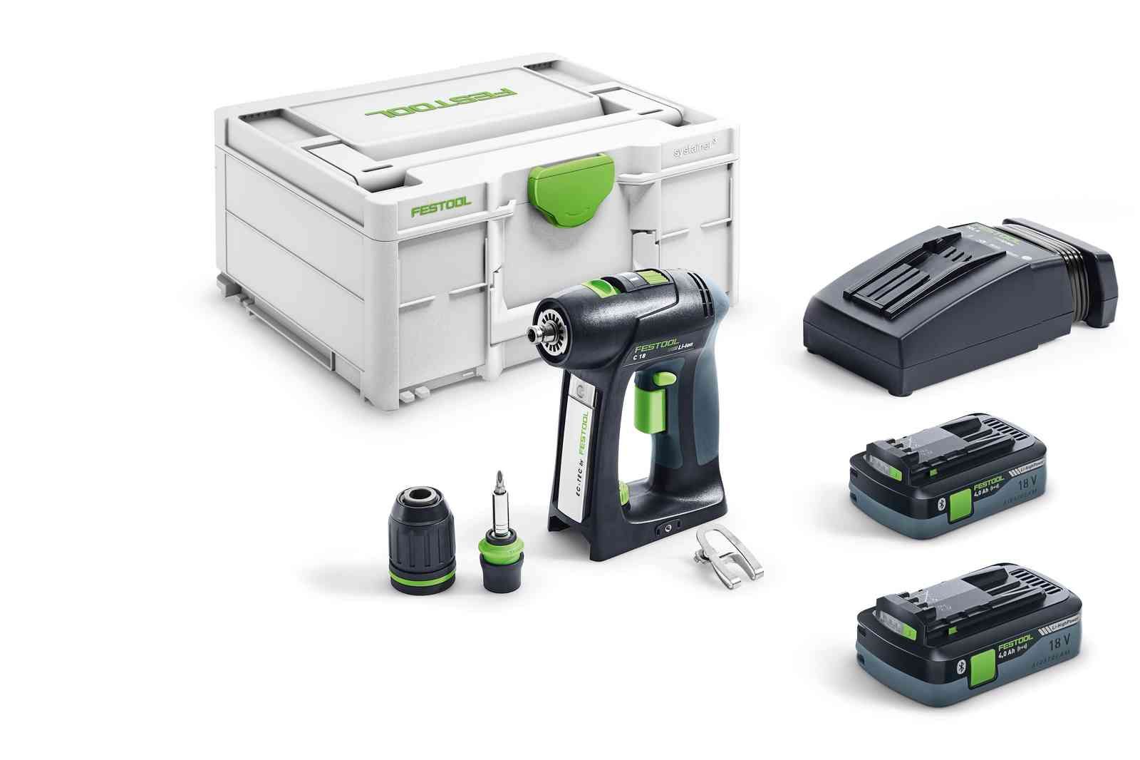 Skruemaskine Festool C 18 HPC 4,0 I-Plus; 18 V; 2x4,0 Ah batt.