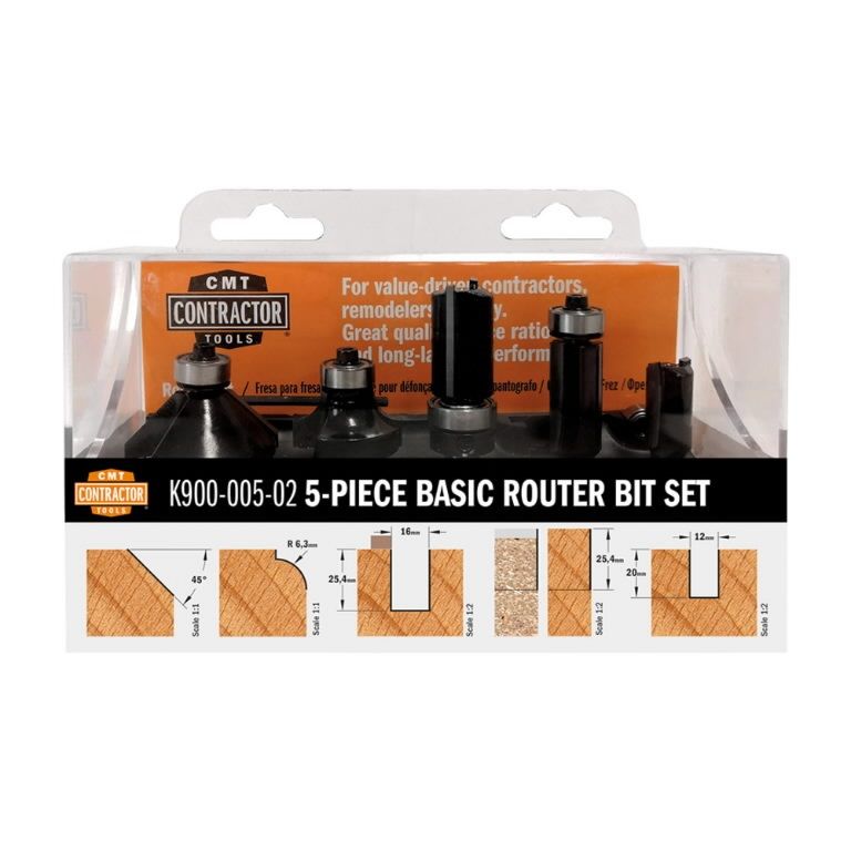 Fræsersæt CMT Contractor K900-005-02; 8mm; 5 stk.