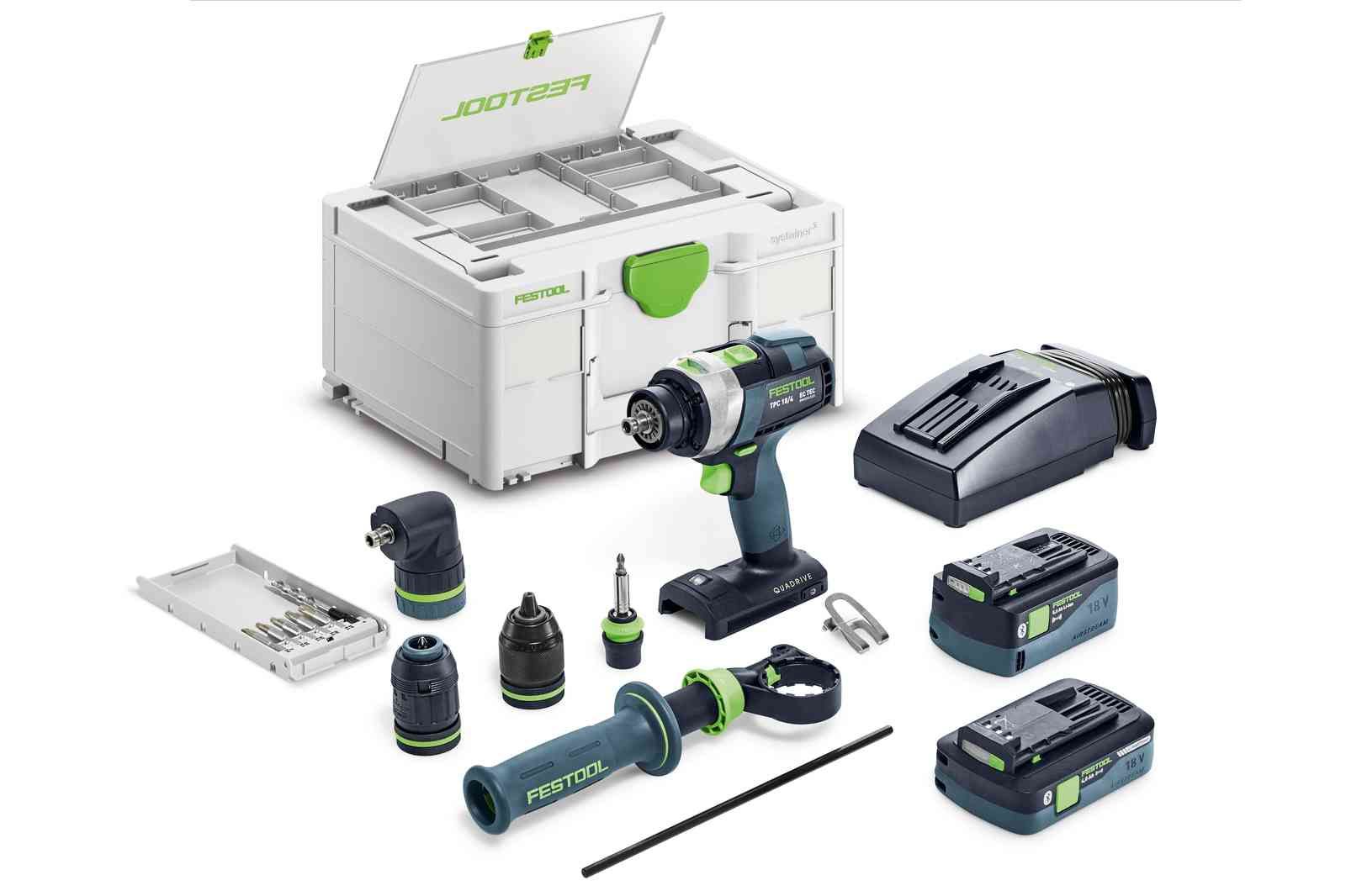 Skruemaskine Festool QUADRIVE TPC 18/4 5,0/4,0 I-Set;  18 V; 5,0 Ah + 4,0 Ah batt.
