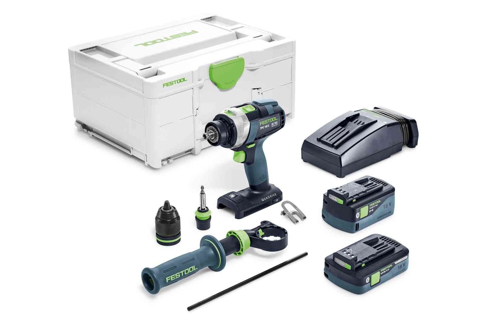 Slagskruetrækker / bor Festool QUADRIVE TPC 18/4 5,0/4,0 I-Plus;  18 V; 5,0 Ah + 4,0 Ah batt.