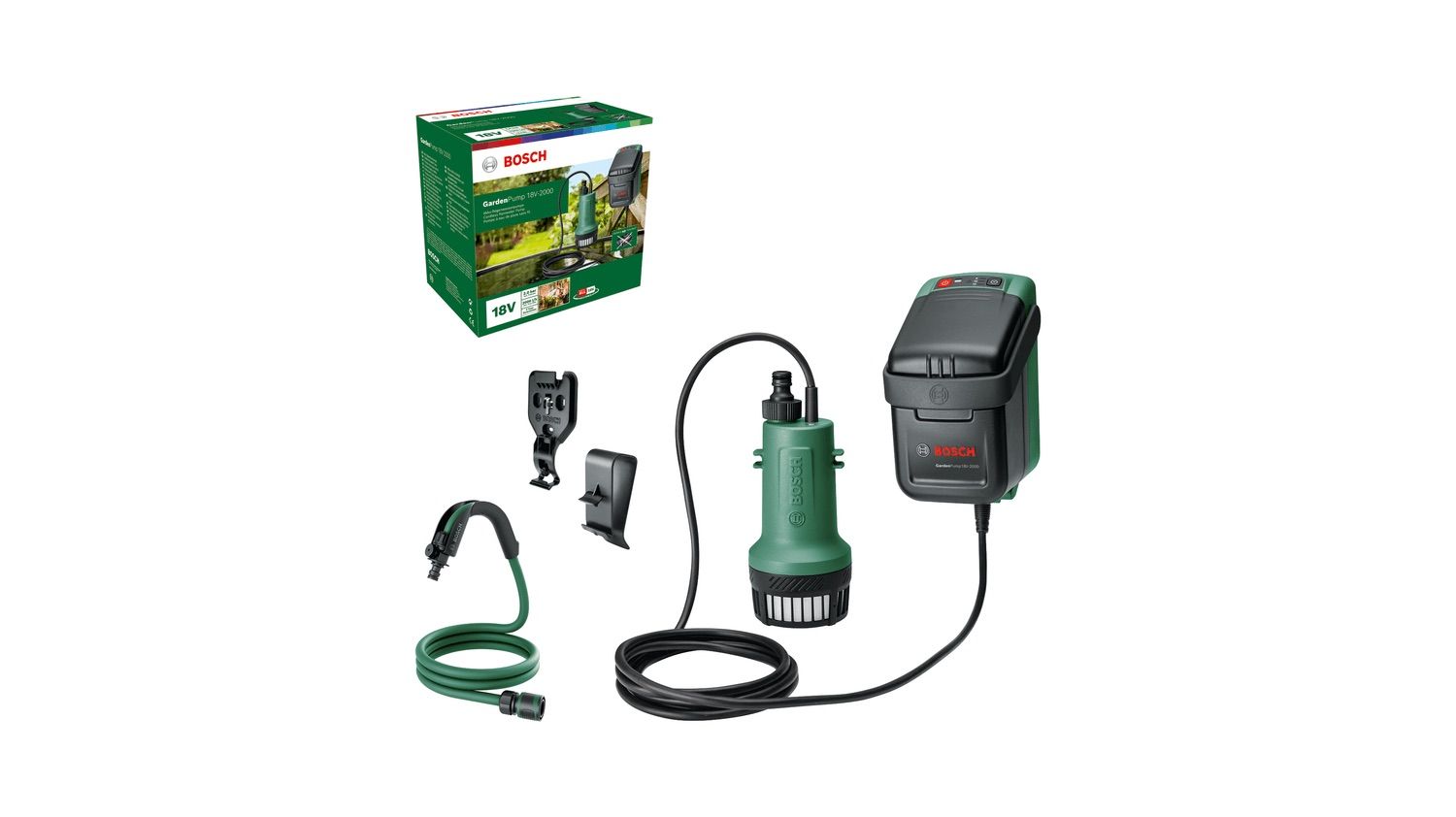 Vandpumpe Bosch GardenPump 18V-2000 Solo; 18 V (uden batteri og oplader)