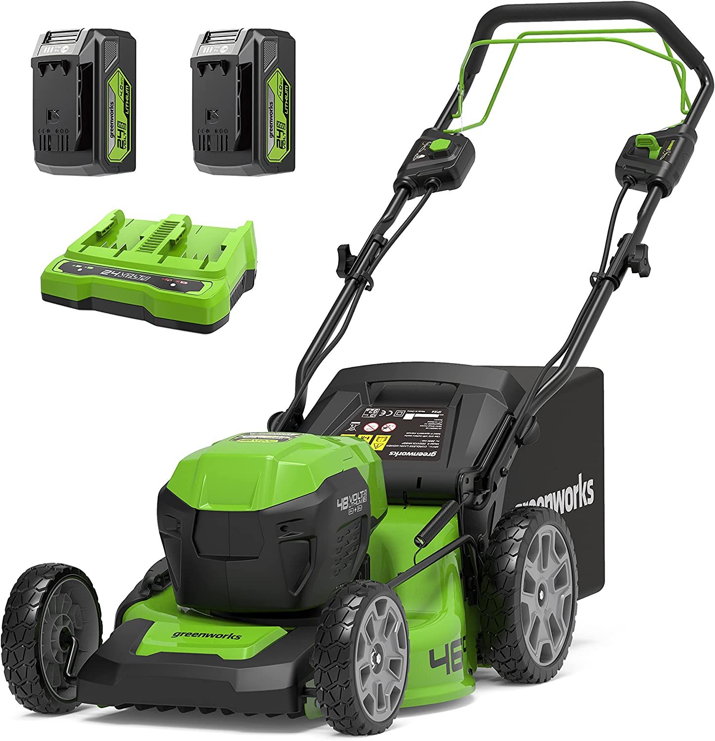 Akku plæneklipper selvgående Greenworks GD24X2LM46SPK4x; 2x24 V; 2x4,0 Ah batt.